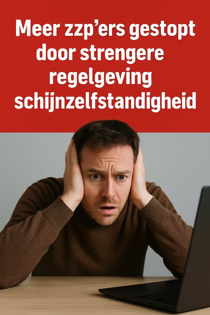 Bezorgde zzp’er leest op laptop over nieuwe regels tegen schijnzelfstandigheid