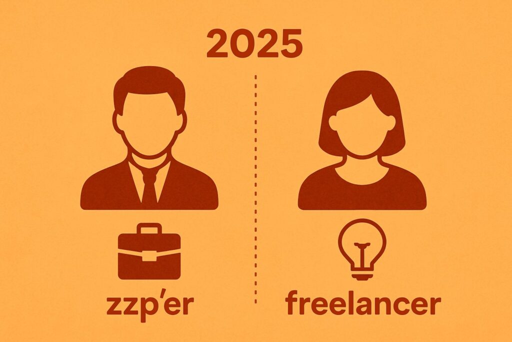 llustratie van het verschil tussen een zzp’er en freelancer in 2025